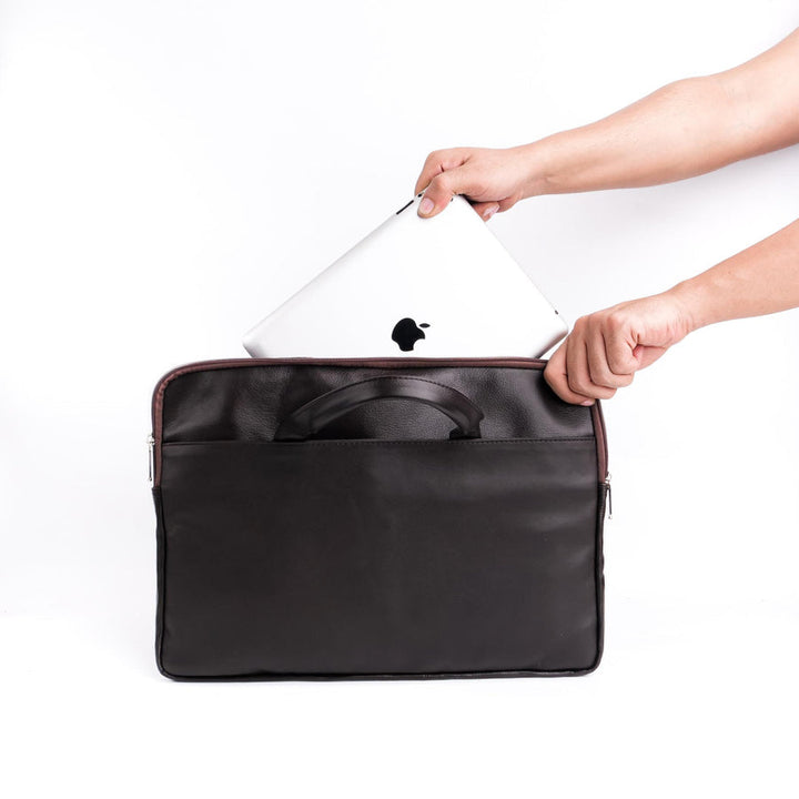 The Founder Ultra Slim Leather Laptop Bag-Dark Brown - Image 8