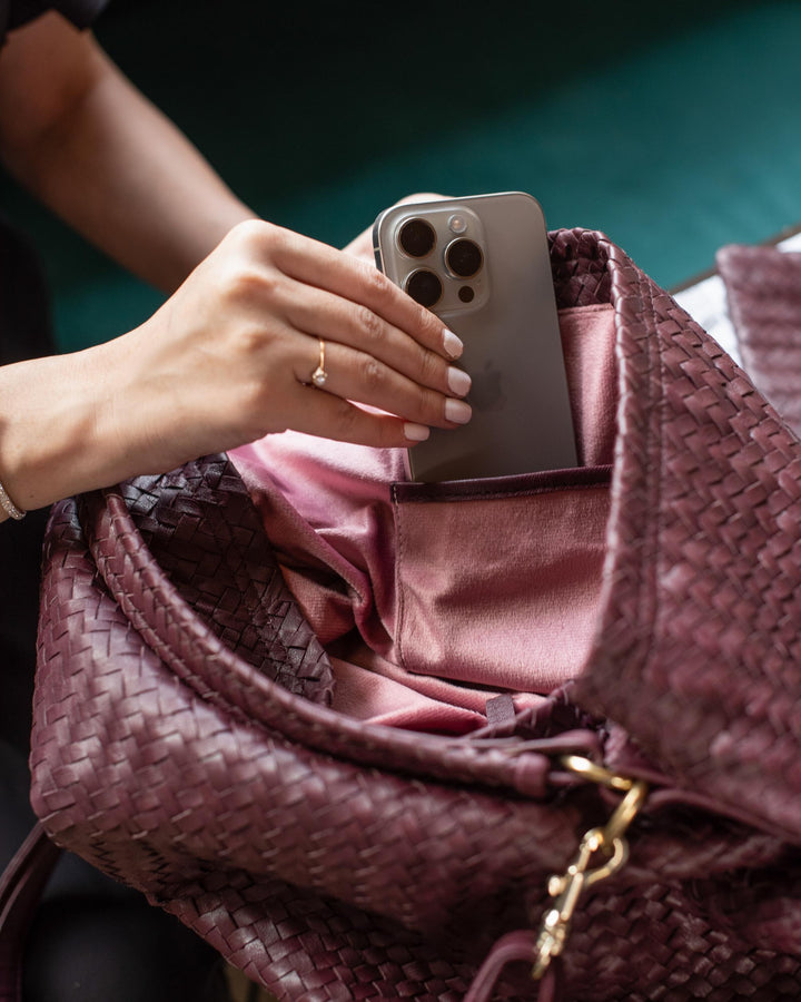 Handmade Woven Original Burgundy Leather Bag - Image 6