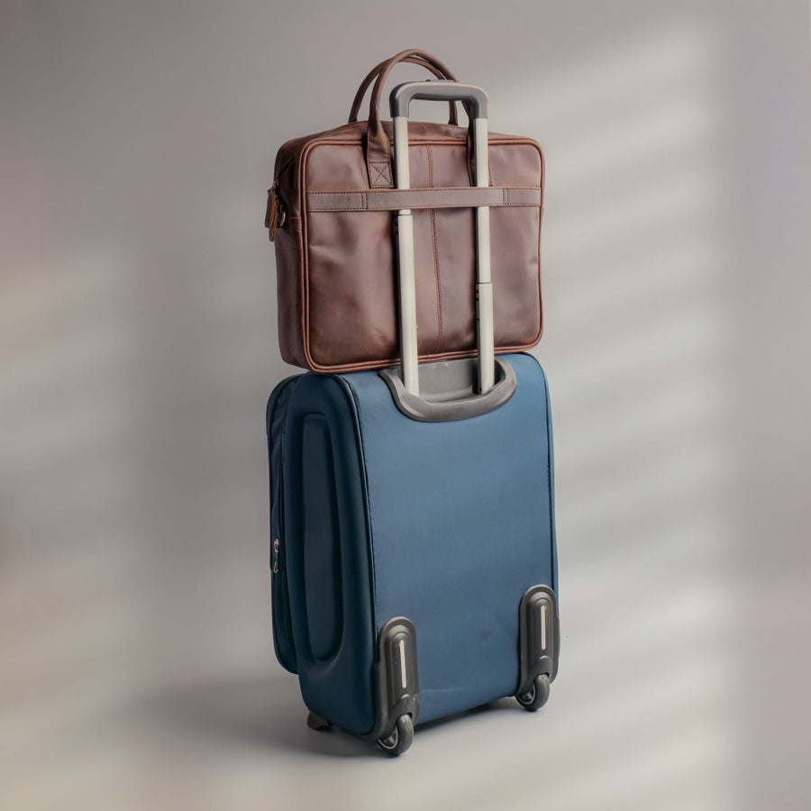 Everyday Companion Leather Laptop Bag-Tan - Image 4