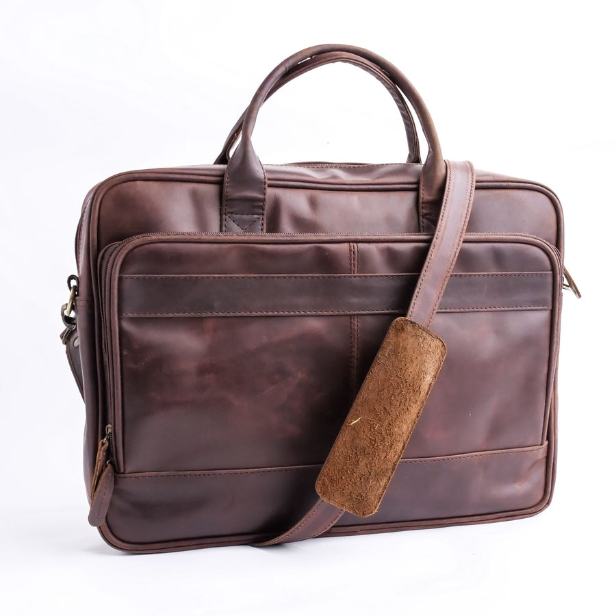 Everyday Companion Leather Laptop Bag-Vintage Midnight Brown - Image 2