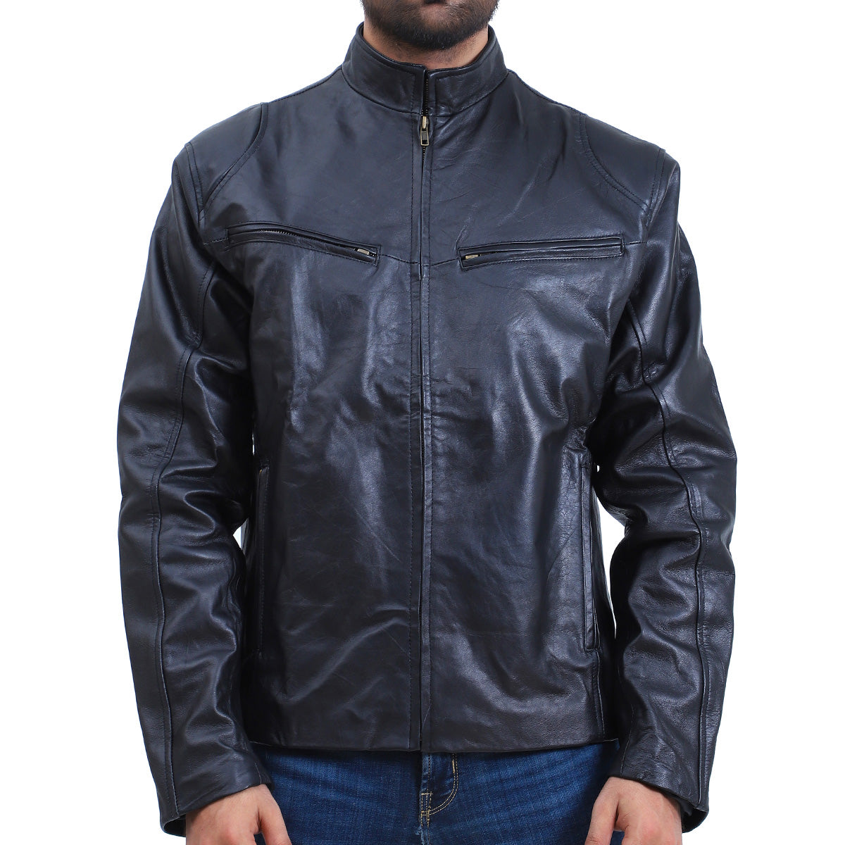 Men's Fashion Biker Black Leather Jacket