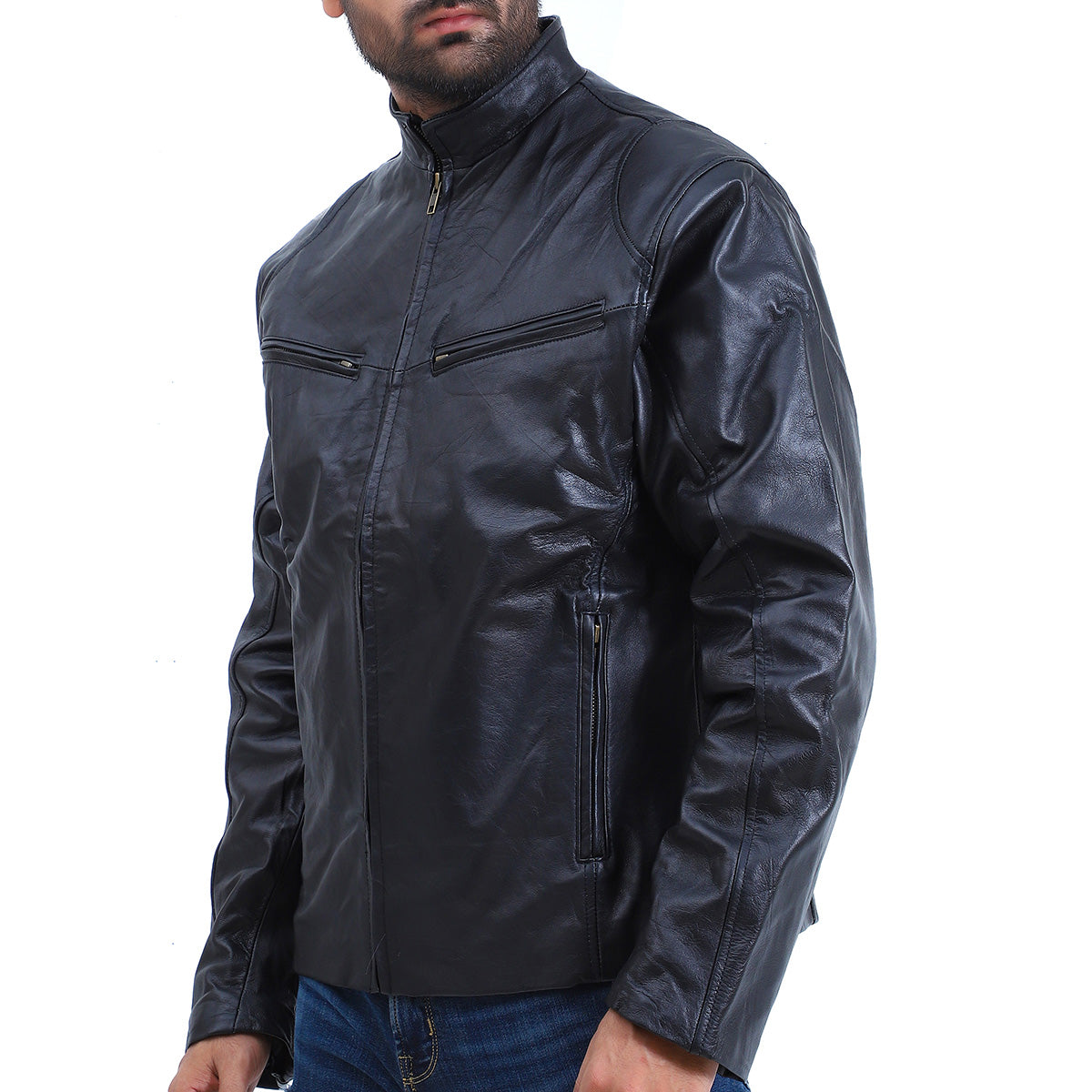 Men's Fashion Biker Black Leather Jacket