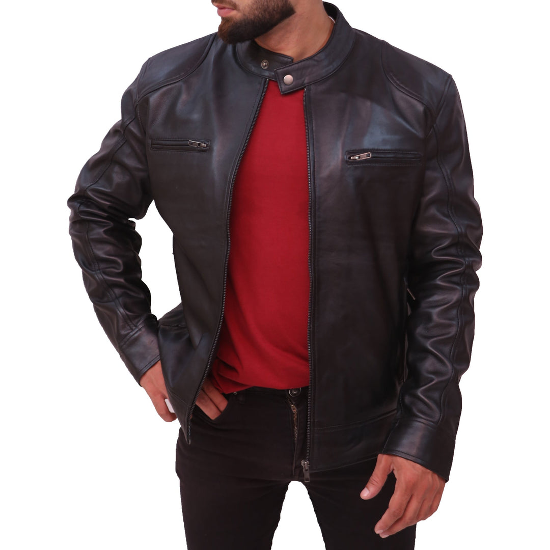 Cafe Racer Men's Real Leather Jacket