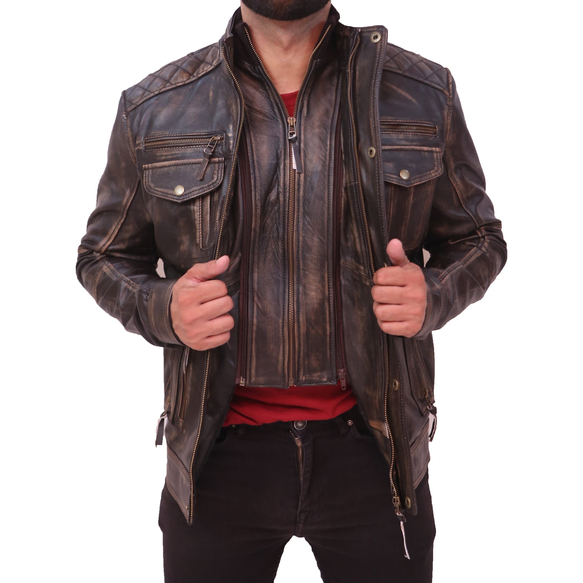 Navy Flight Men G-1 Distressed Brown Bomber Leather Jacket