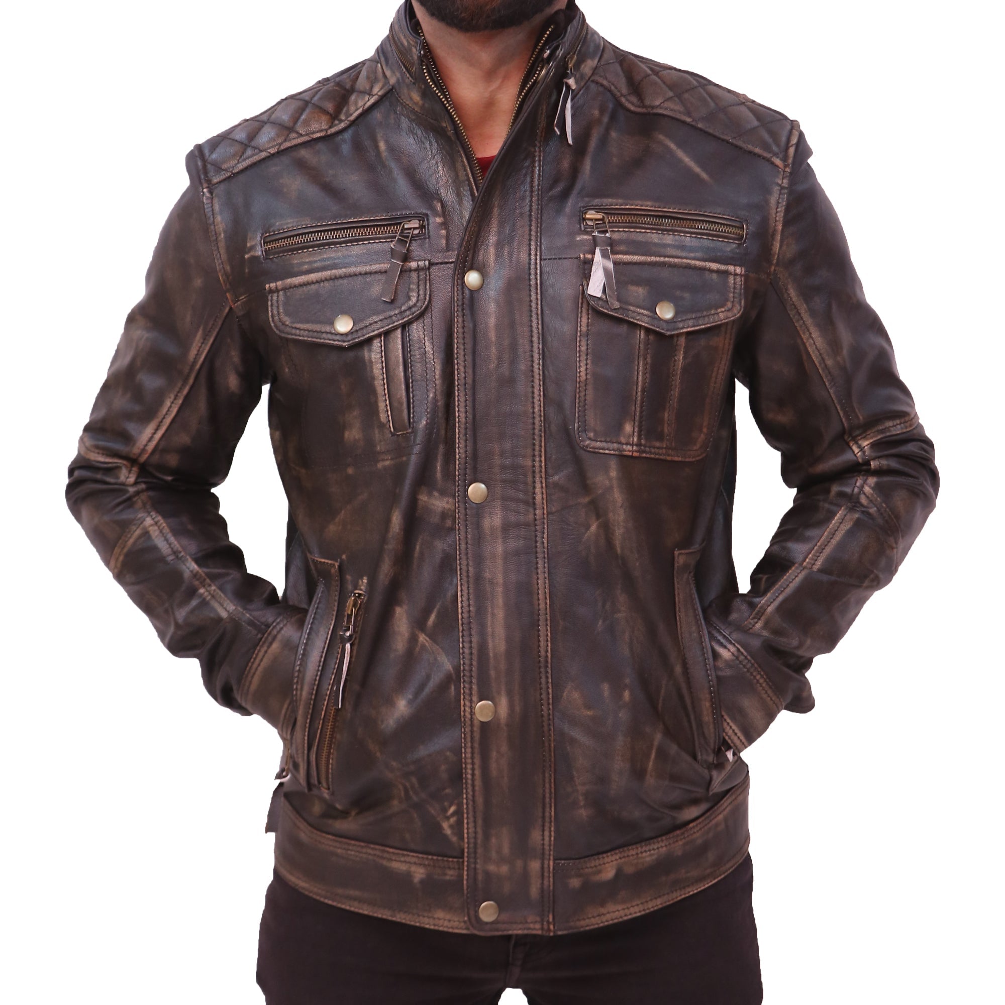 Navy Flight Men G-1 Distressed Brown Bomber Leather Jacket