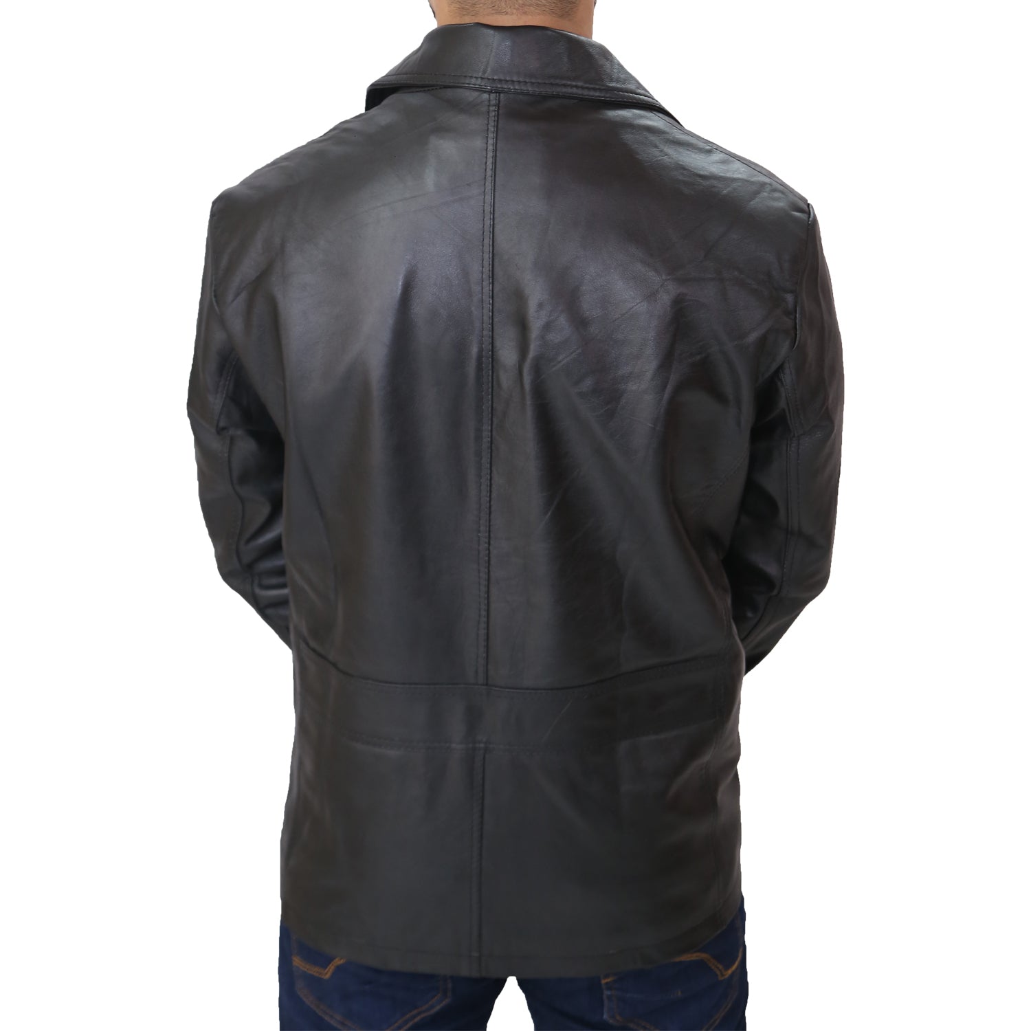 Men's Black Leather Blazer