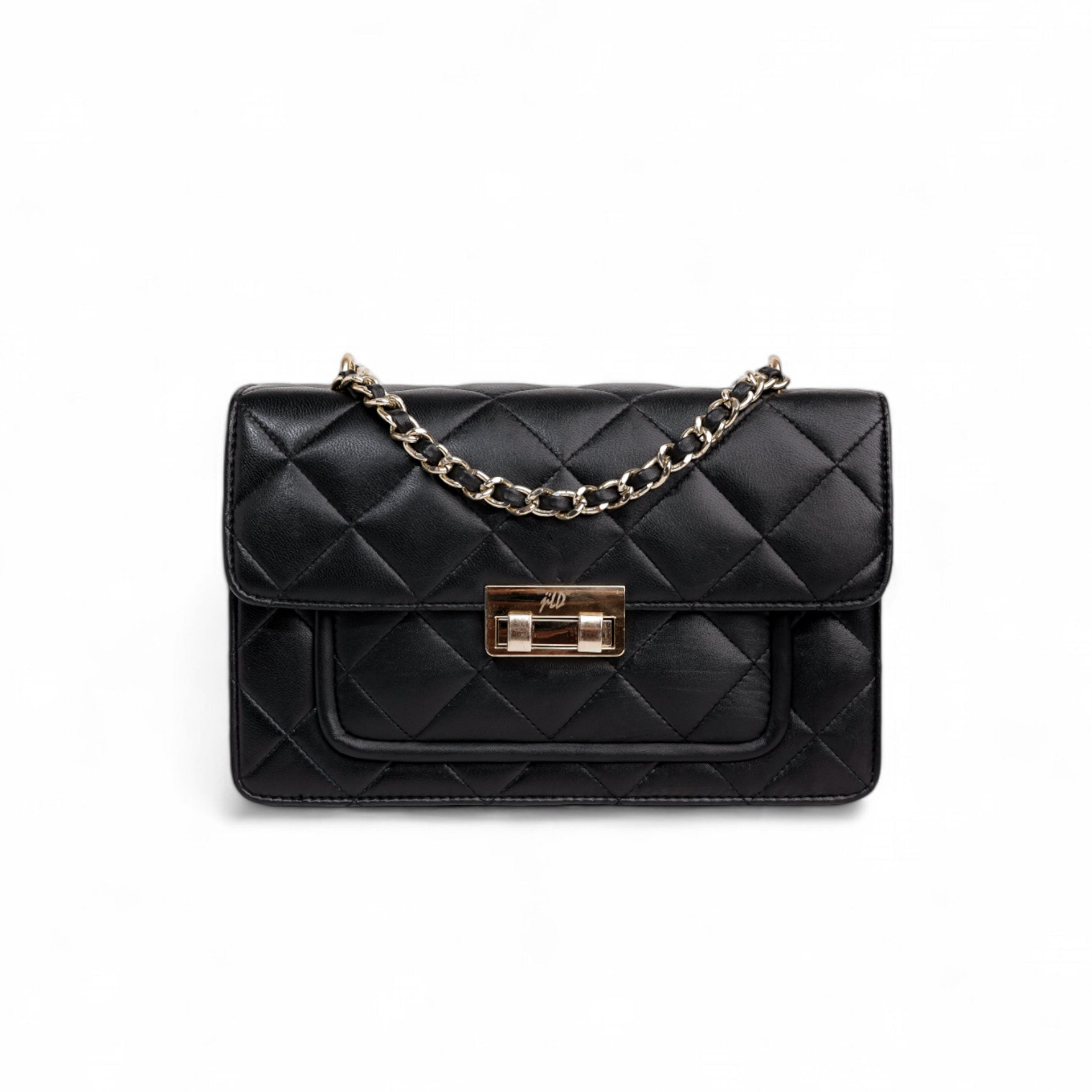 Flora Quilted Crossbody Leather Bag - Black - Image 10