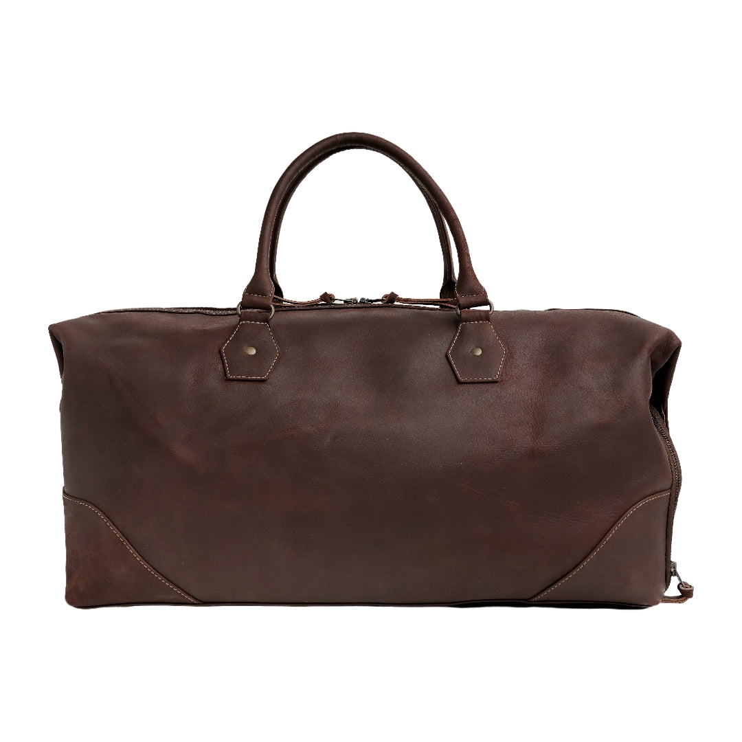The Weekender Travel Leather Duffle Bag-Midnight Brown - Image 19
