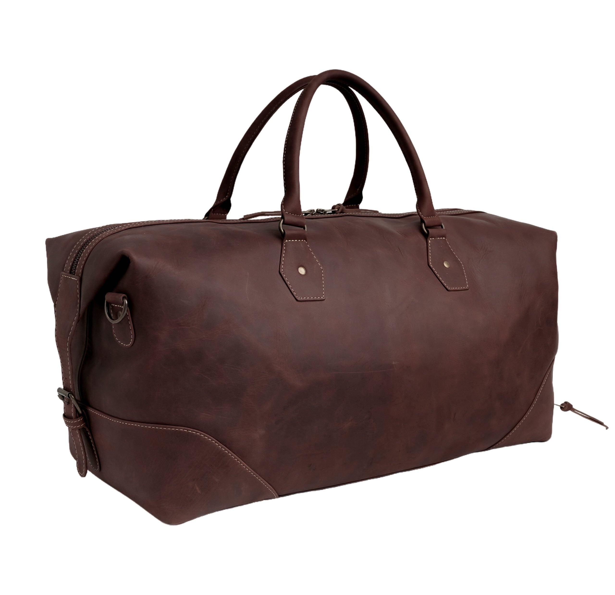 The Weekender Travel Leather Duffle Bag-Tan Brown - Image 10