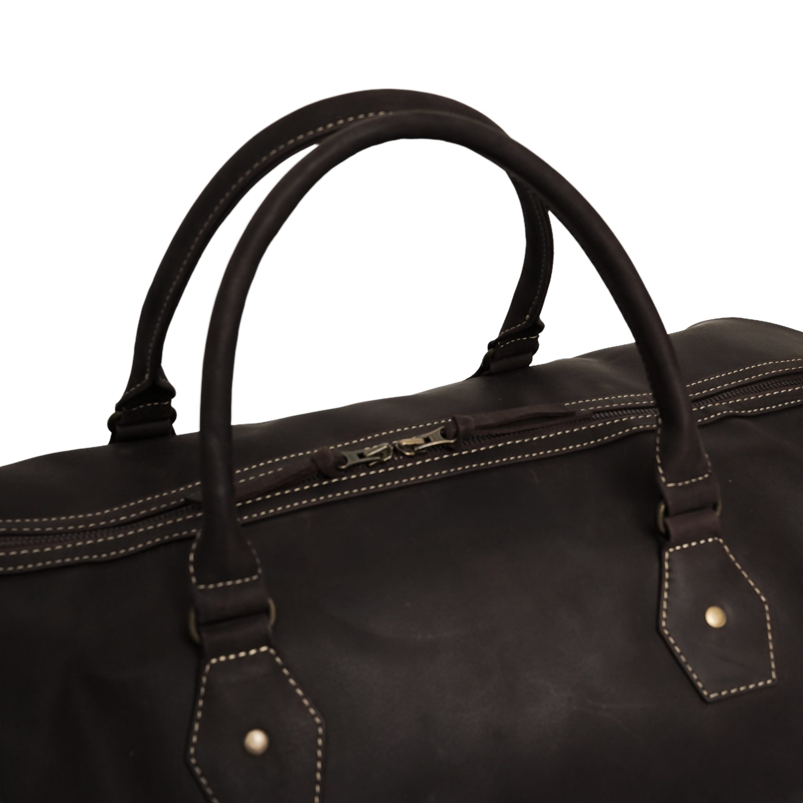 The Weekender Travel Leather Duffle Bag-Dark Brown - Image 5