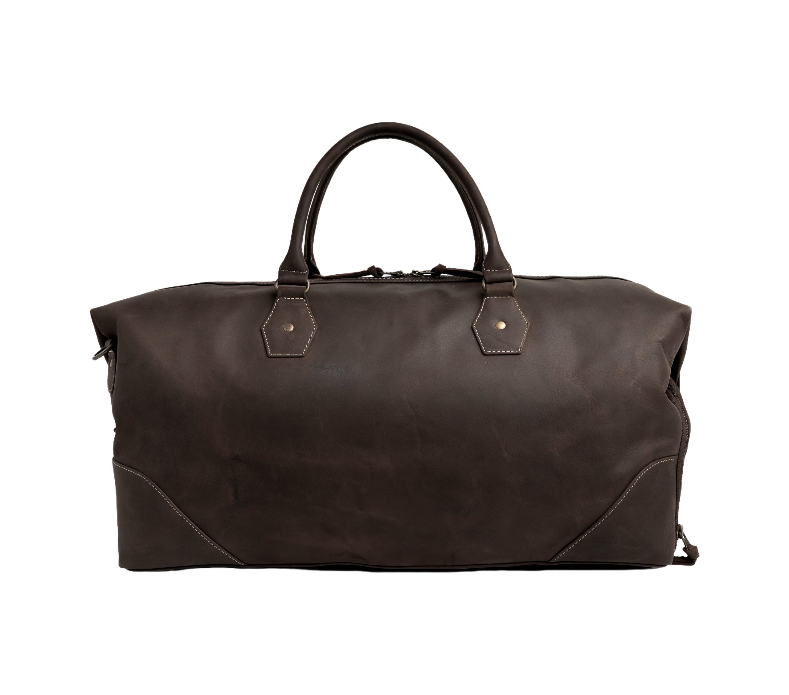 The Weekender Travel Leather Duffle Bag-Dark Brown - Image 2