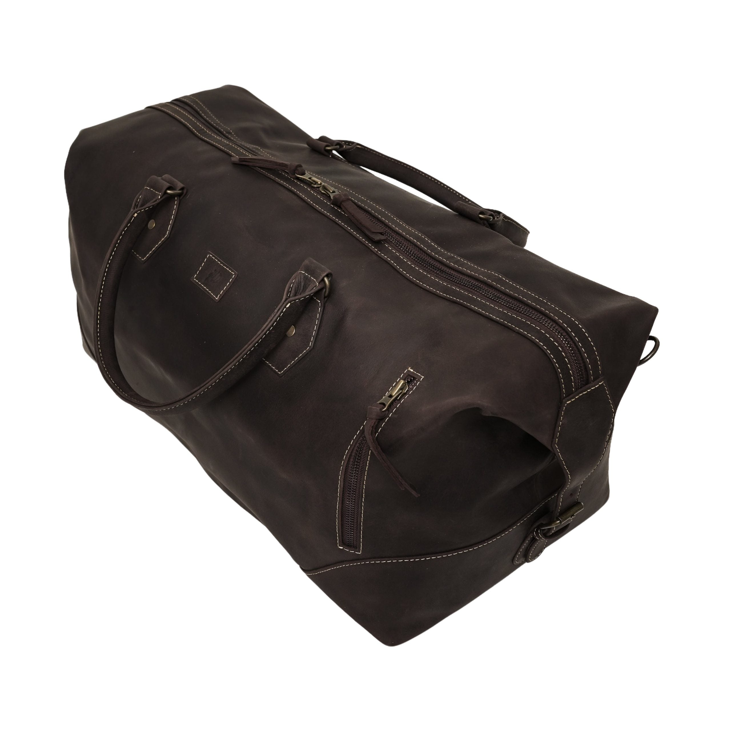 The Weekender Travel Leather Duffle Bag-Dark Brown - Image 12