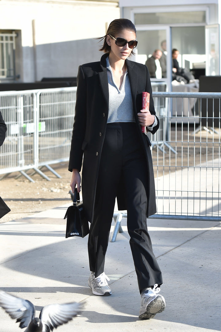 Kaia Gerber New Balance Outfit Black Coat