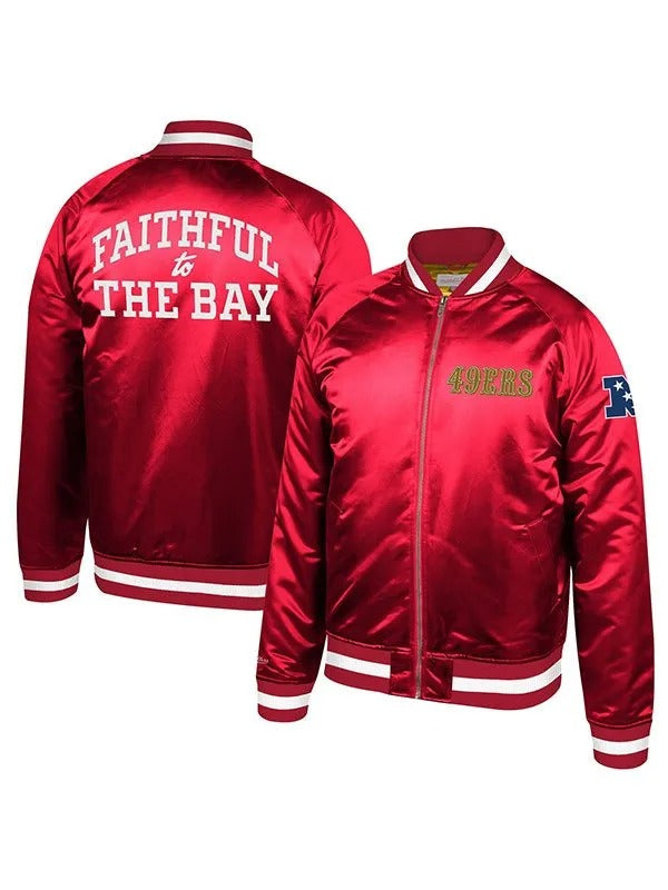 San Francisco 49ers Faithful to the Bay official bomber jacket with team logos