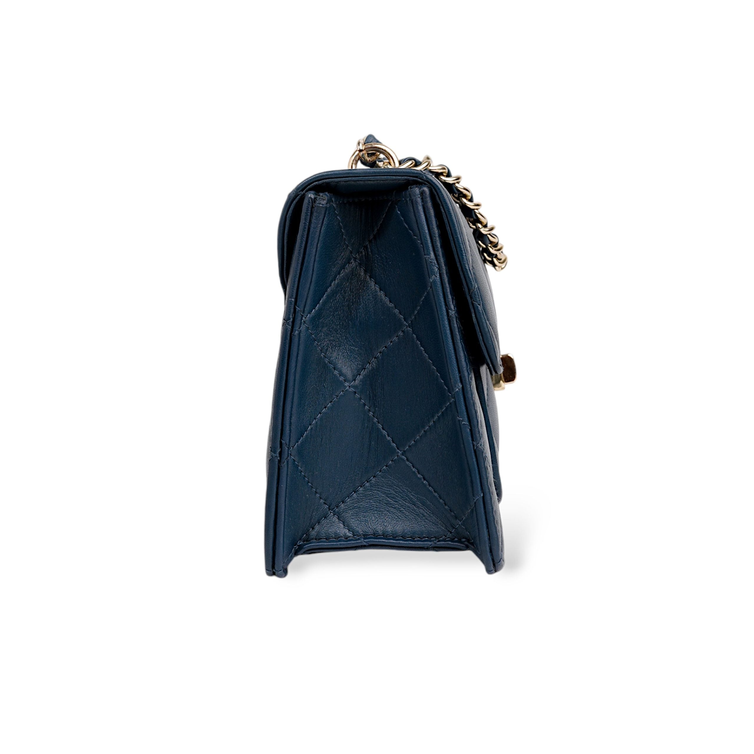 Flora Quilted Crossbody Leather Bag - Blue - Image 6