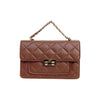 Flora Quilted Crossbody Leather Bag - Tan Brown - Image 9