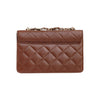 Flora Quilted Crossbody Leather Bag - Tan Brown - Image 10