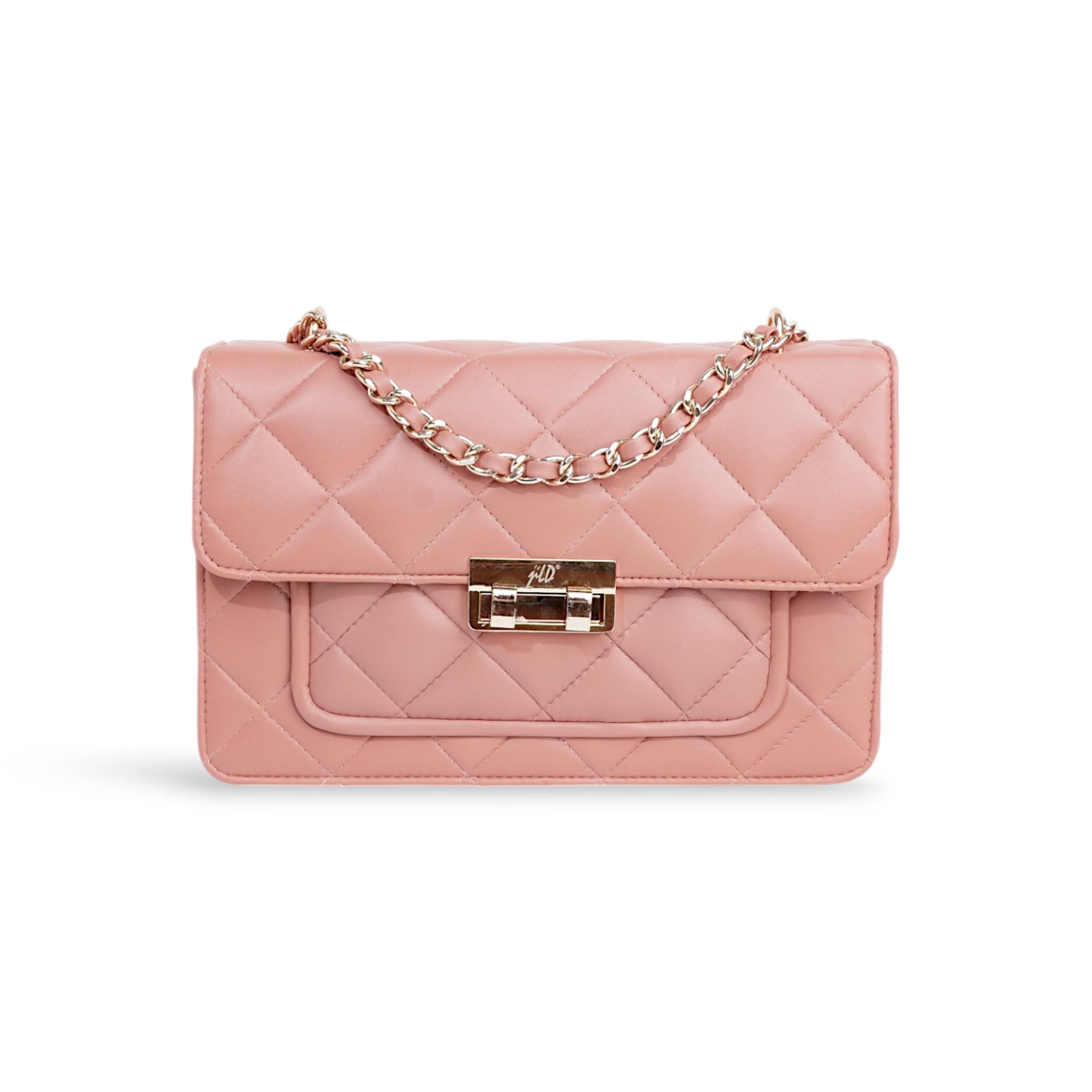 Flora Quilted Crossbody Leather Bag - Pink - Image 1