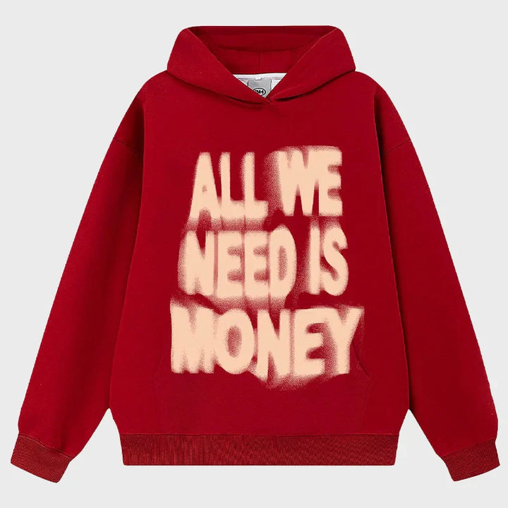 Red All We Need Is Money Hoodie