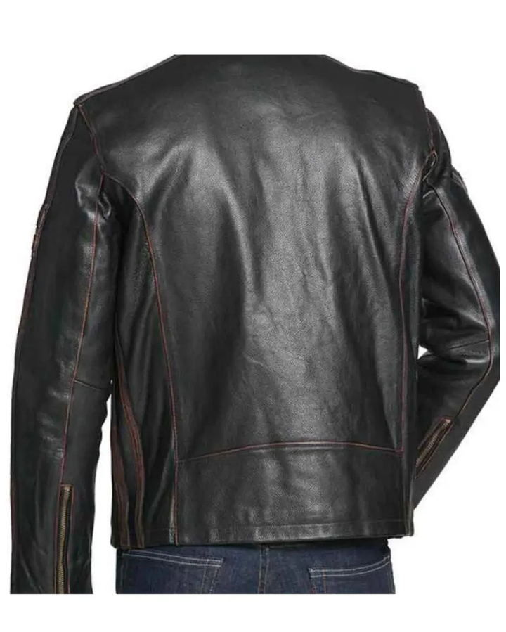 Black Rivet Leather Jacket back view
