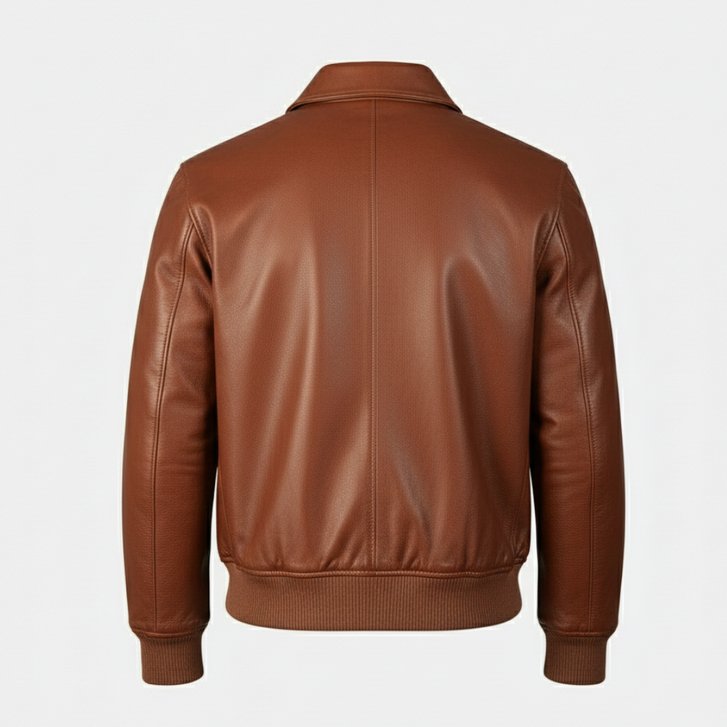 Mens Retro-Style Brown Leather Jacket