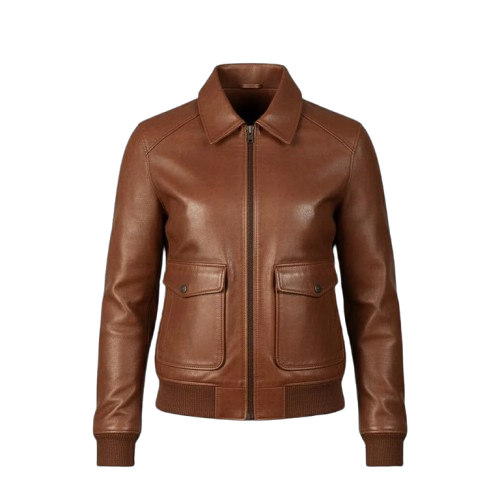 Retro-Style Brown Leather Jacket For Women
