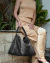 Handmade Woven Original Black Leather Bag - Image 2
