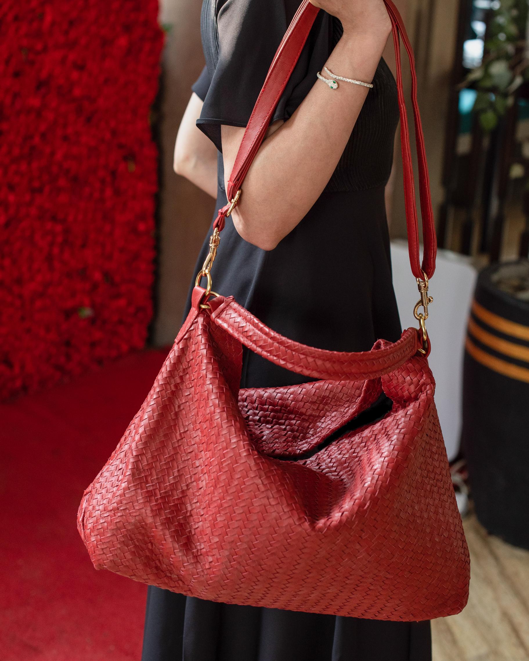 Handmade Woven Original Red Leather Bag - Image 3