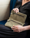 Woven Dreams Fold Over Cross Body Leather Clutch
