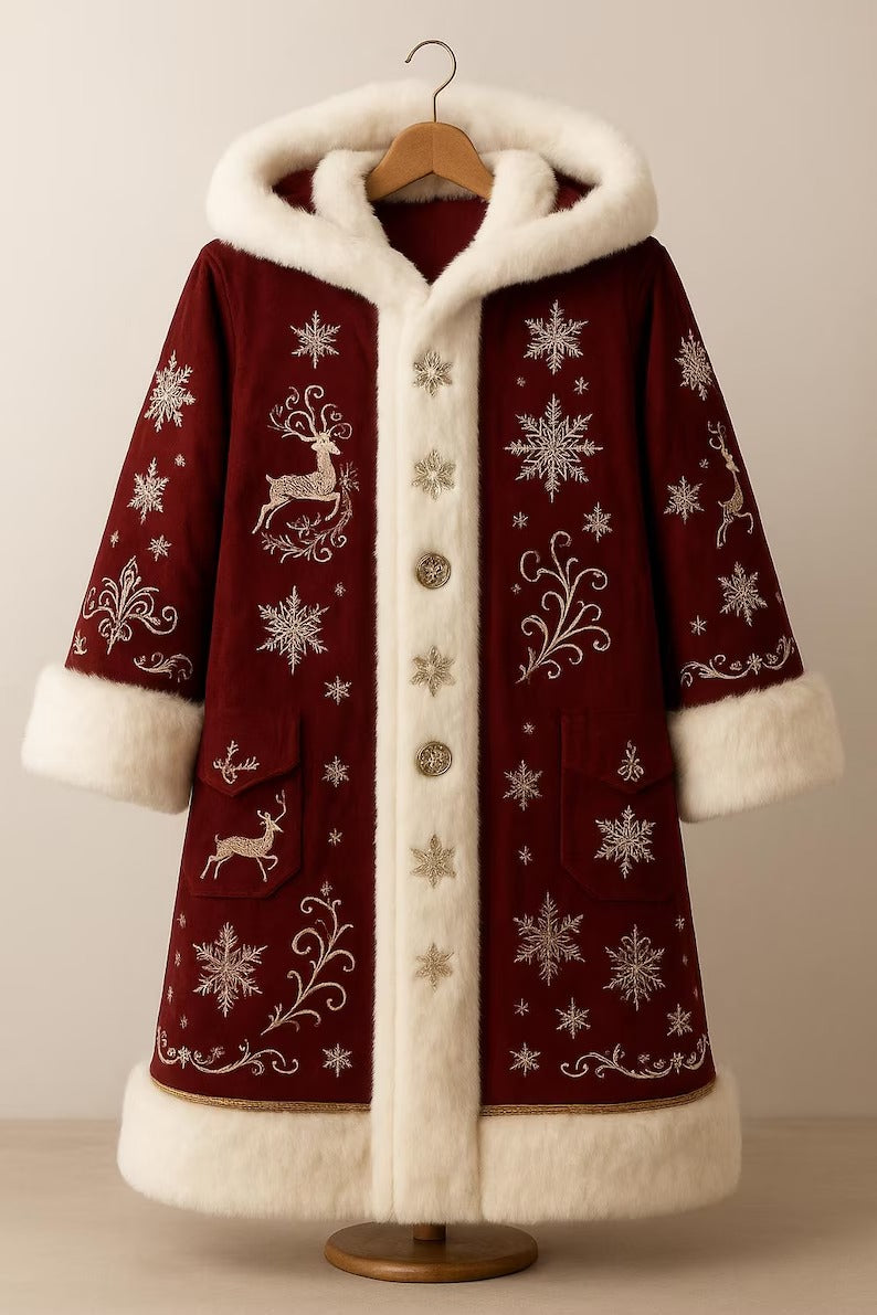 Luxury Hooded Santa Claus Wool Coat