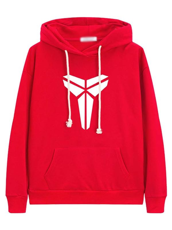 Red Kobe Hoodie with a white logo on a white background