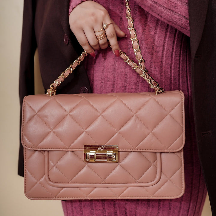 Flora Quilted Crossbody Leather Bag - Pink - Image 12