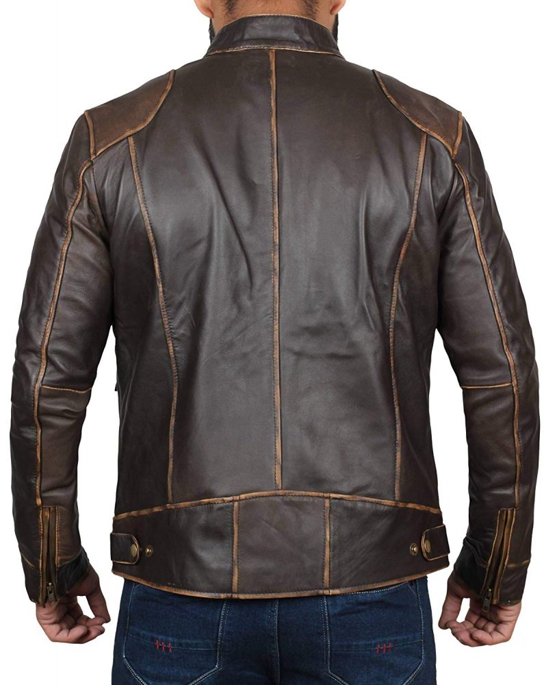 Dodge Cafe Racer Vintage Brown Leather Jacket