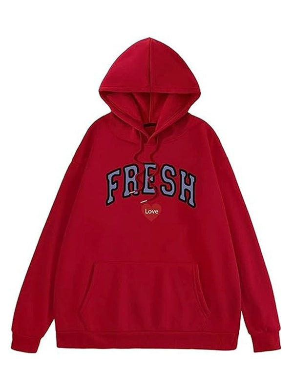 Red Fresh Love Hoodie with 'FRESH Love' text on a white background