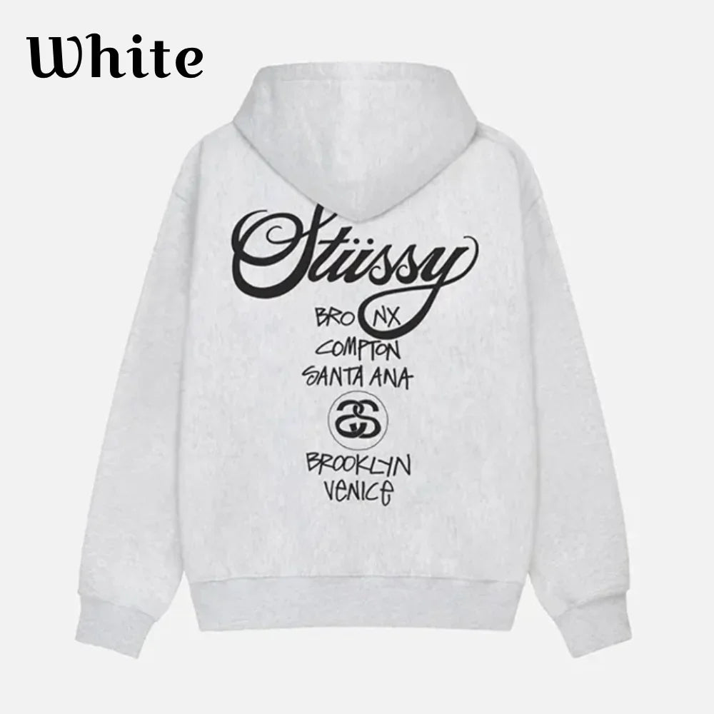 Stussy World Tour Hoodie White 