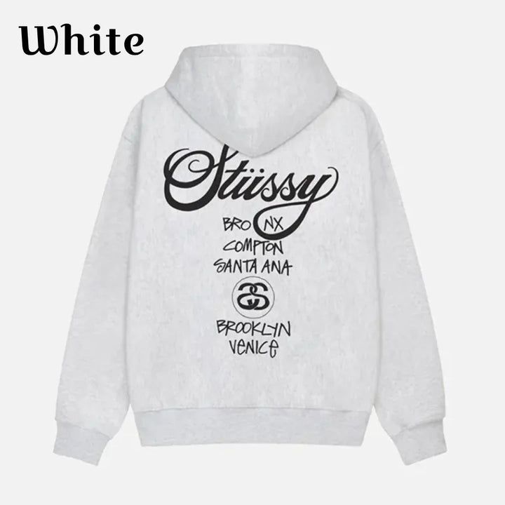 Stussy World Tour Hoodie White 