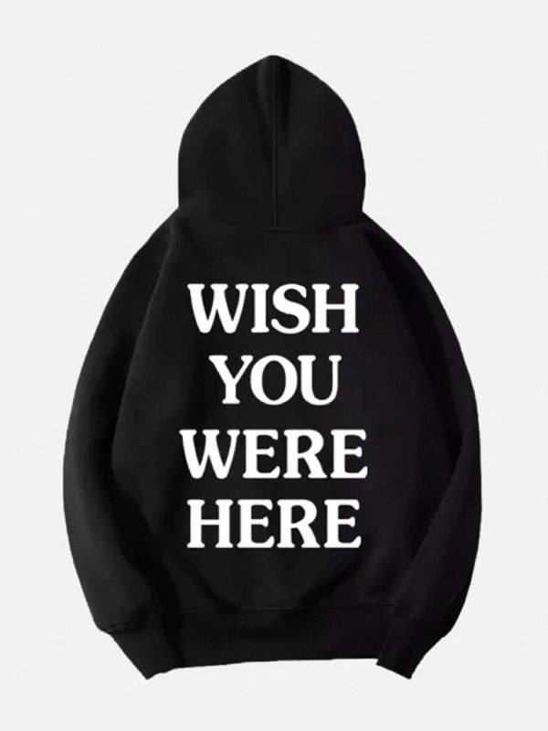Astroworld Hoodie hoodie with 'WISH YOU WERE HERE' text on a white background
