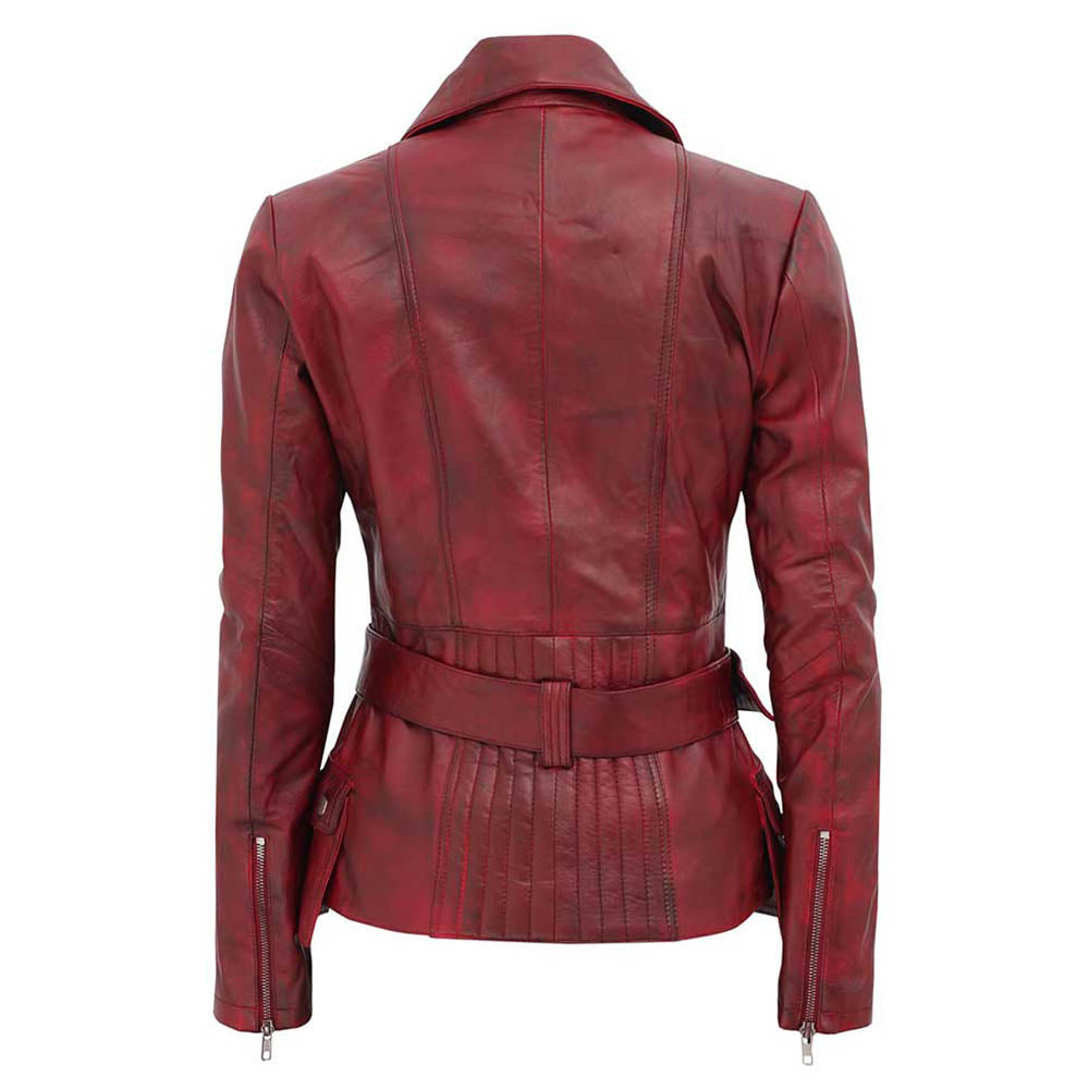 Red leather jacket on a white background