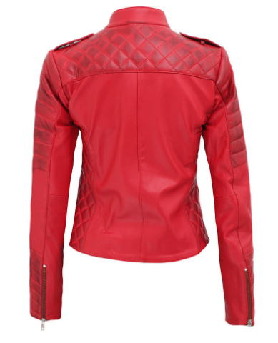 Jannie Red Asymmetrical Padded Leather Jacket