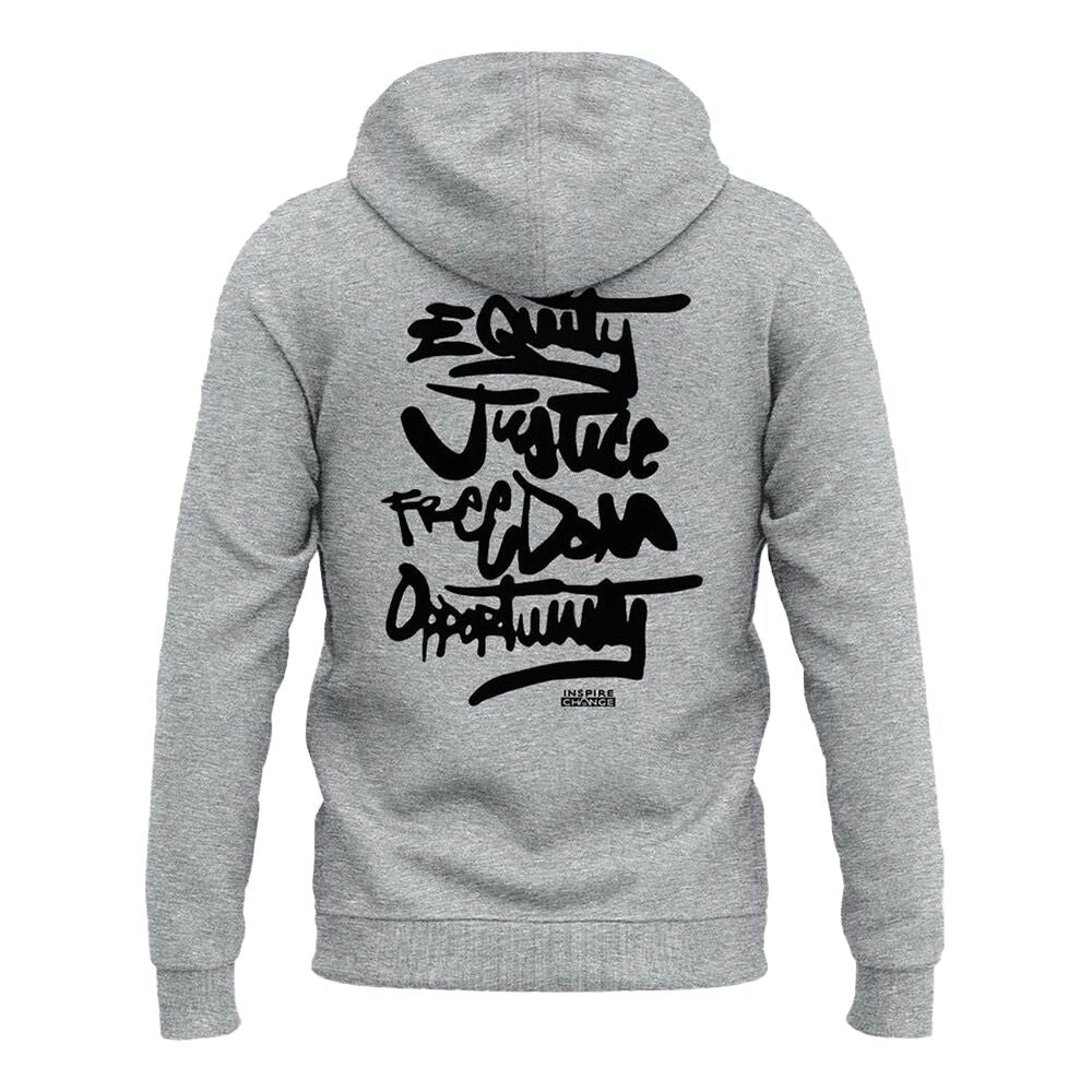 Gray be a change maker nfl hoodie with black text on the back on a white background