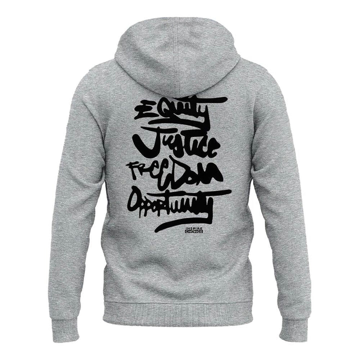 Gray be a change maker nfl hoodie with black text on the back on a white background