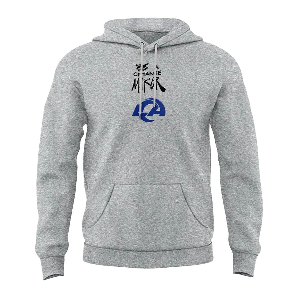be a change maker nfl hoodie with logos on a white background