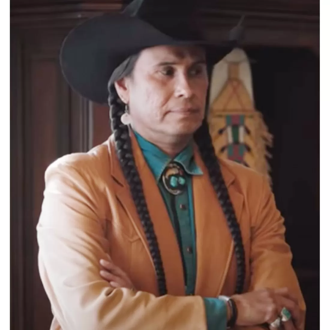 Yellowstone S04 Moses Brings Plenty Brown Leather Coat