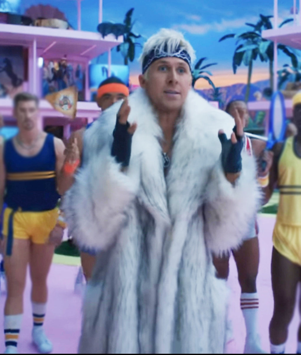 ken barbie ryan gosling fur coat