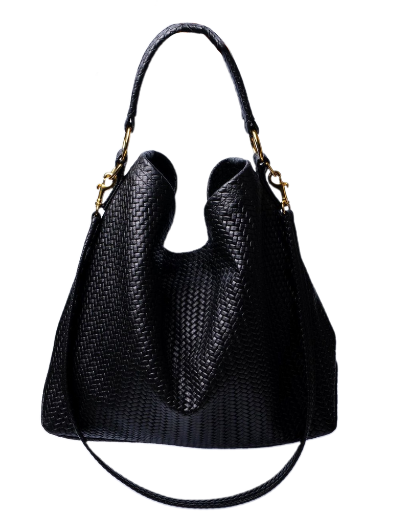 Handmade Woven Original Black Leather Bag