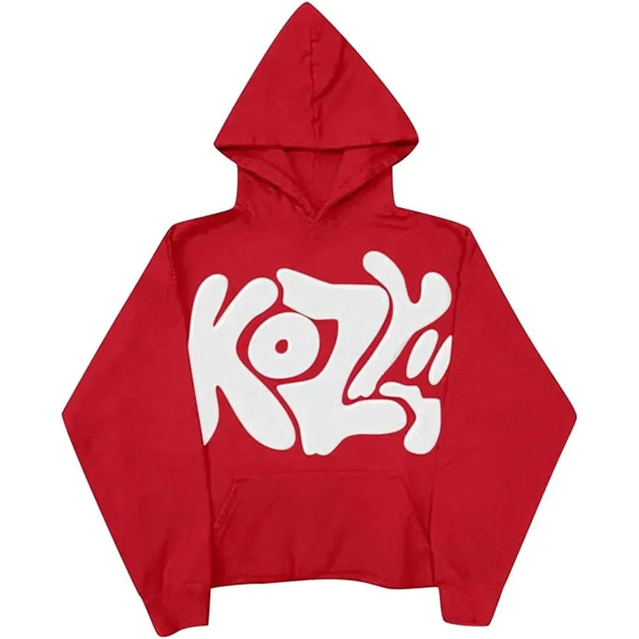 red y2k kozy hoodie front