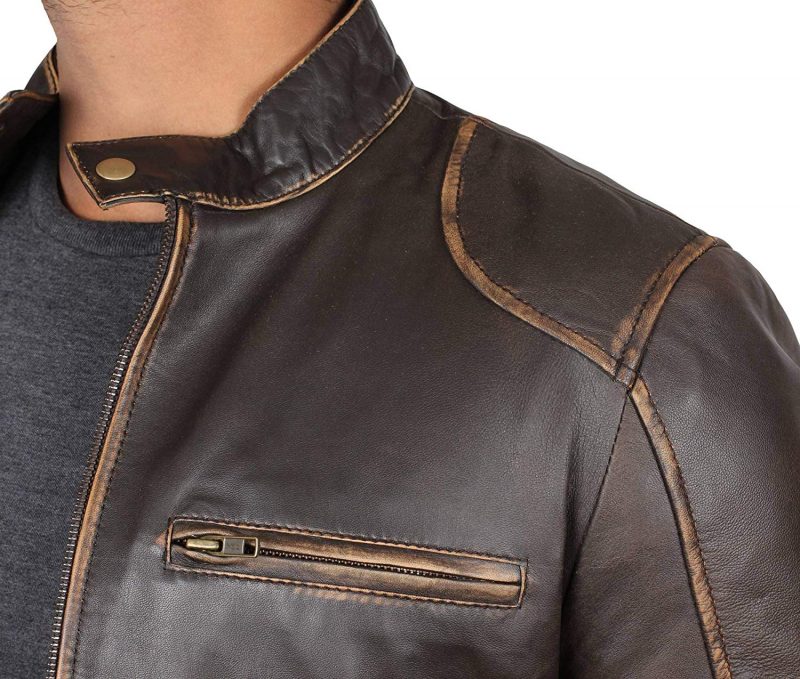 Dodge Cafe Racer Vintage Brown Leather Jacket